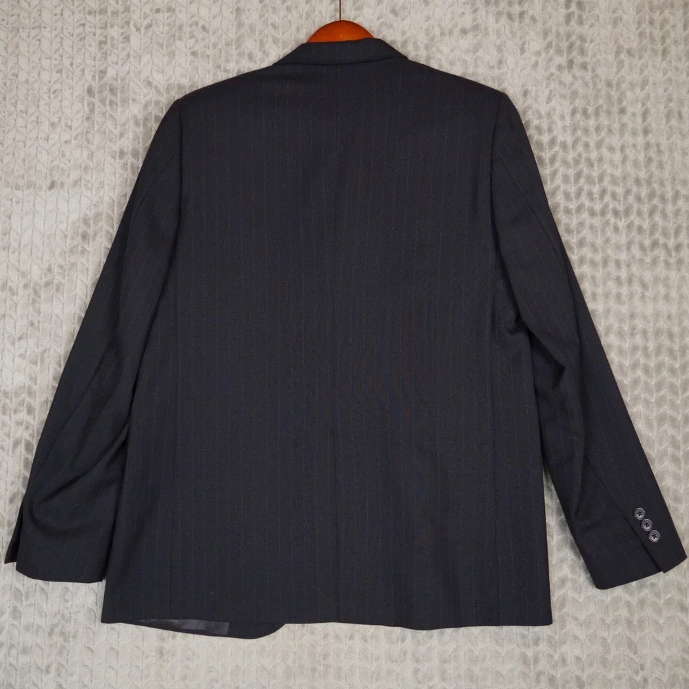 Brooks Brothers Brooksease Blazer Mens 18 Navy Pinstripe Wool 3-Button